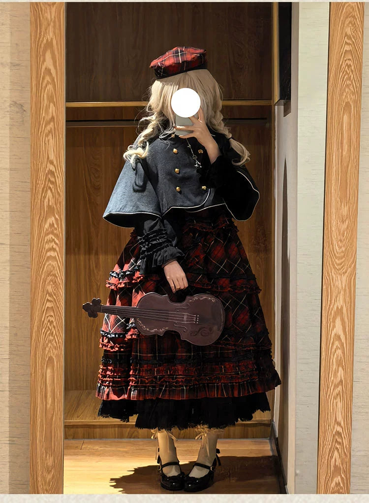 Honey Machine - Scotch Accordion - A-Line Plaid Daily Lolita JSK, Short Coat 44302:803296