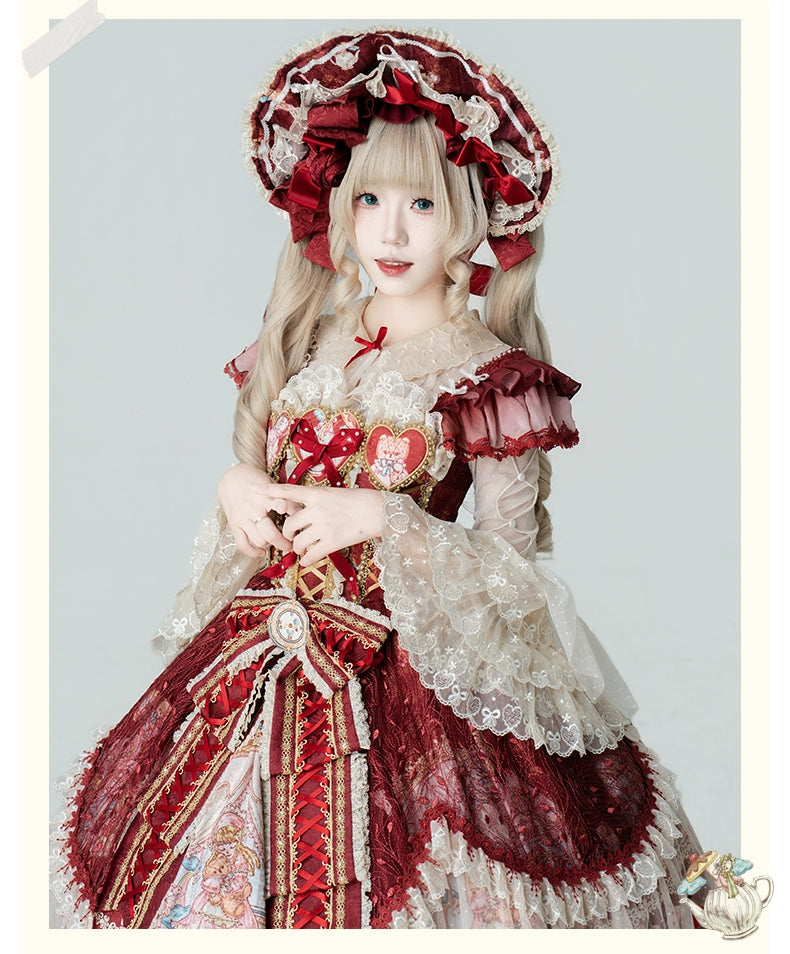 YingLuoFu - Doll Fantasy Box - Sweet Lolita JSK Dress & Tulle Blouse Set 44261:801509
