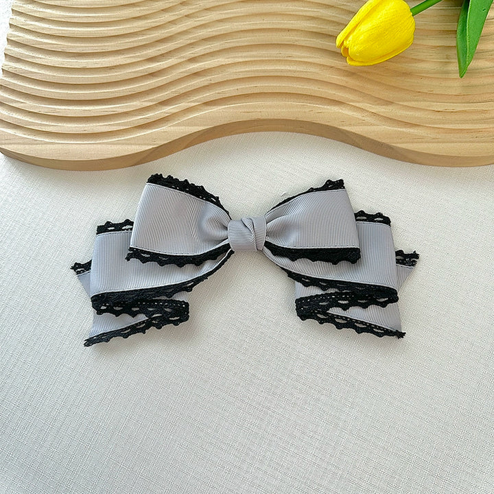 Qingyi Handmade~Sweet Lolita KC Multicolor Bow Lolita Headwear Black edge grey  