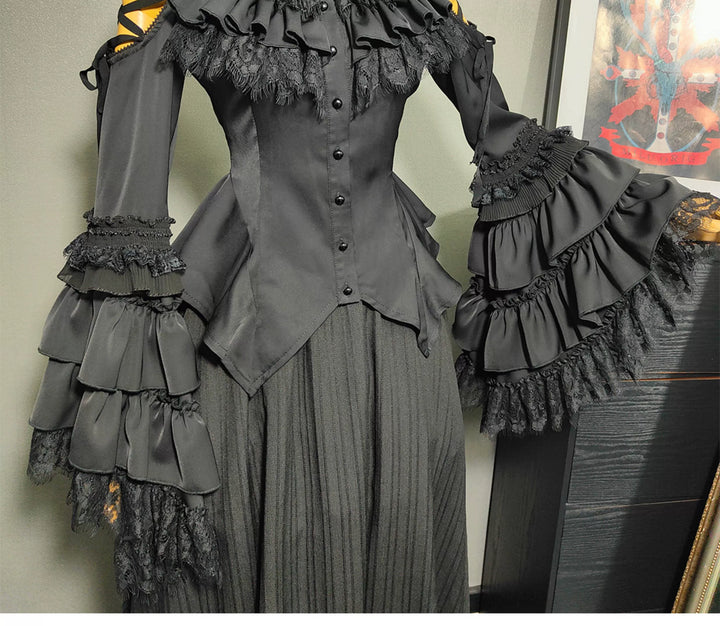 MILU ORIG~He/She is the Dragon~Ouji Lolita Shirt and Gothic Lolita Skirt Suit 42199:731779