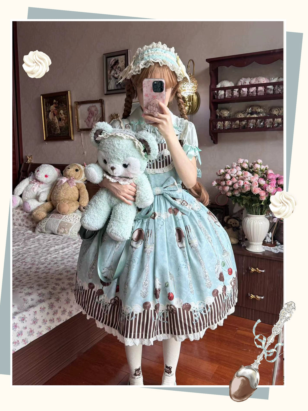 Sweet Dream Sheep~Sweet Dessert~Green Lolita Jumper Dress Lolita Headwear   