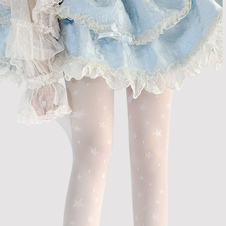 Hua Nai Cat~Summer Kawaii Lolita Thin Tights Sheer Pantyhose with Star Pattern