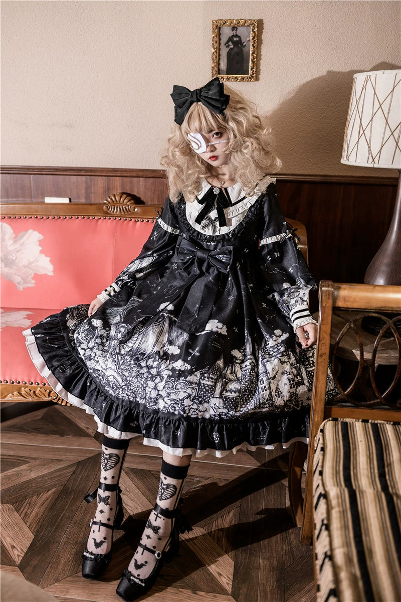Sugar Girl - Nocturnal Castle - Gothic Lolita OP Dress, Back Zipper 43926:789993
