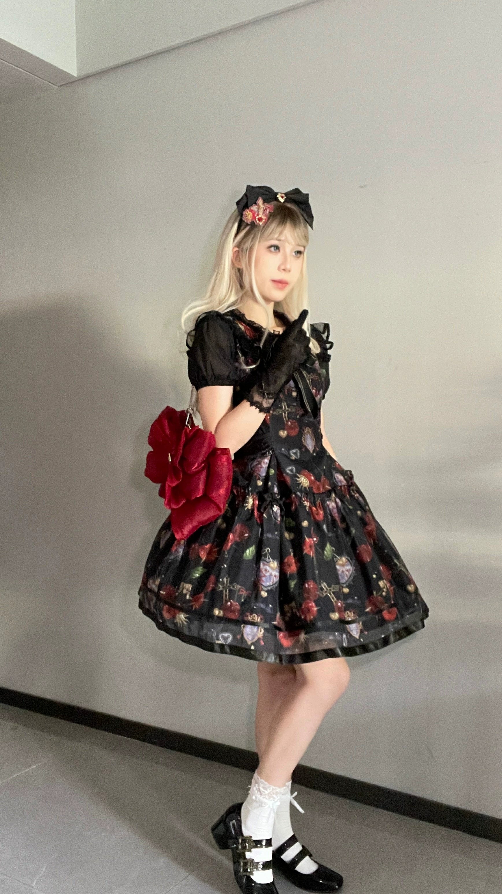 (Buy for me)Gloaming~Sweet Lolita Cherry print Short Sleeve OP and SK Set 28840:322506