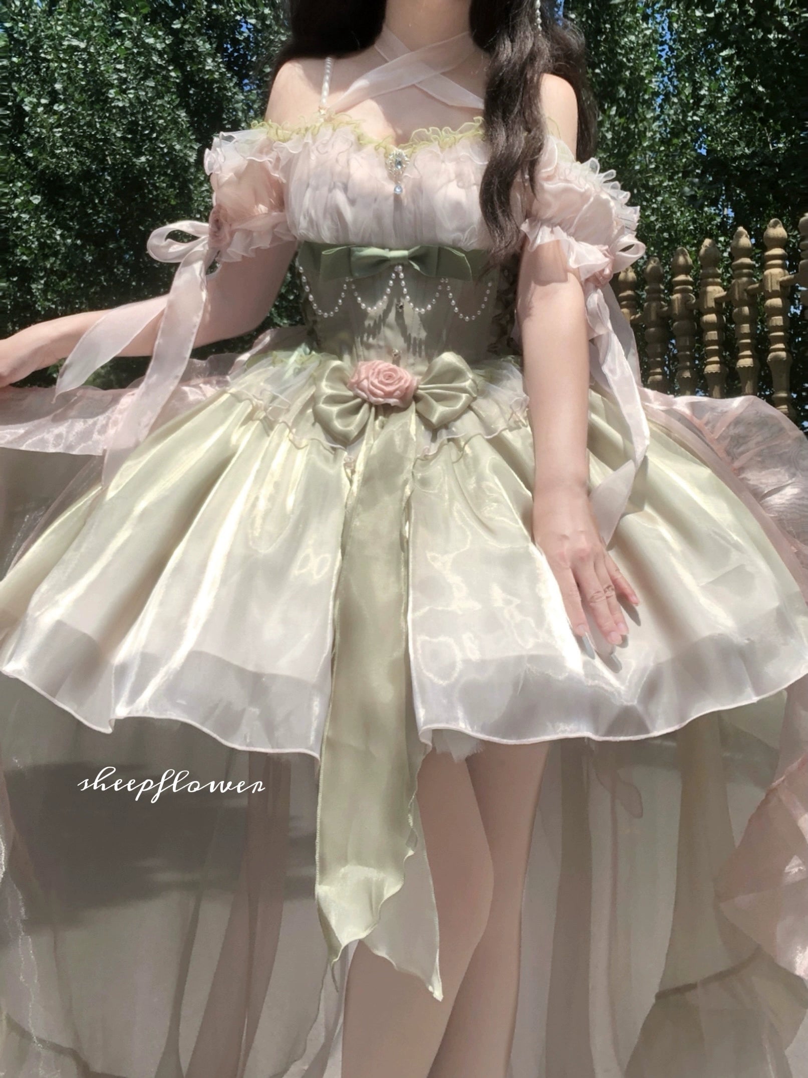 Meowing and fruity - Midsummer Dream - Gradient Color Wedding Lolita JSK Dress Set, Fishbone Waist 44337:803894