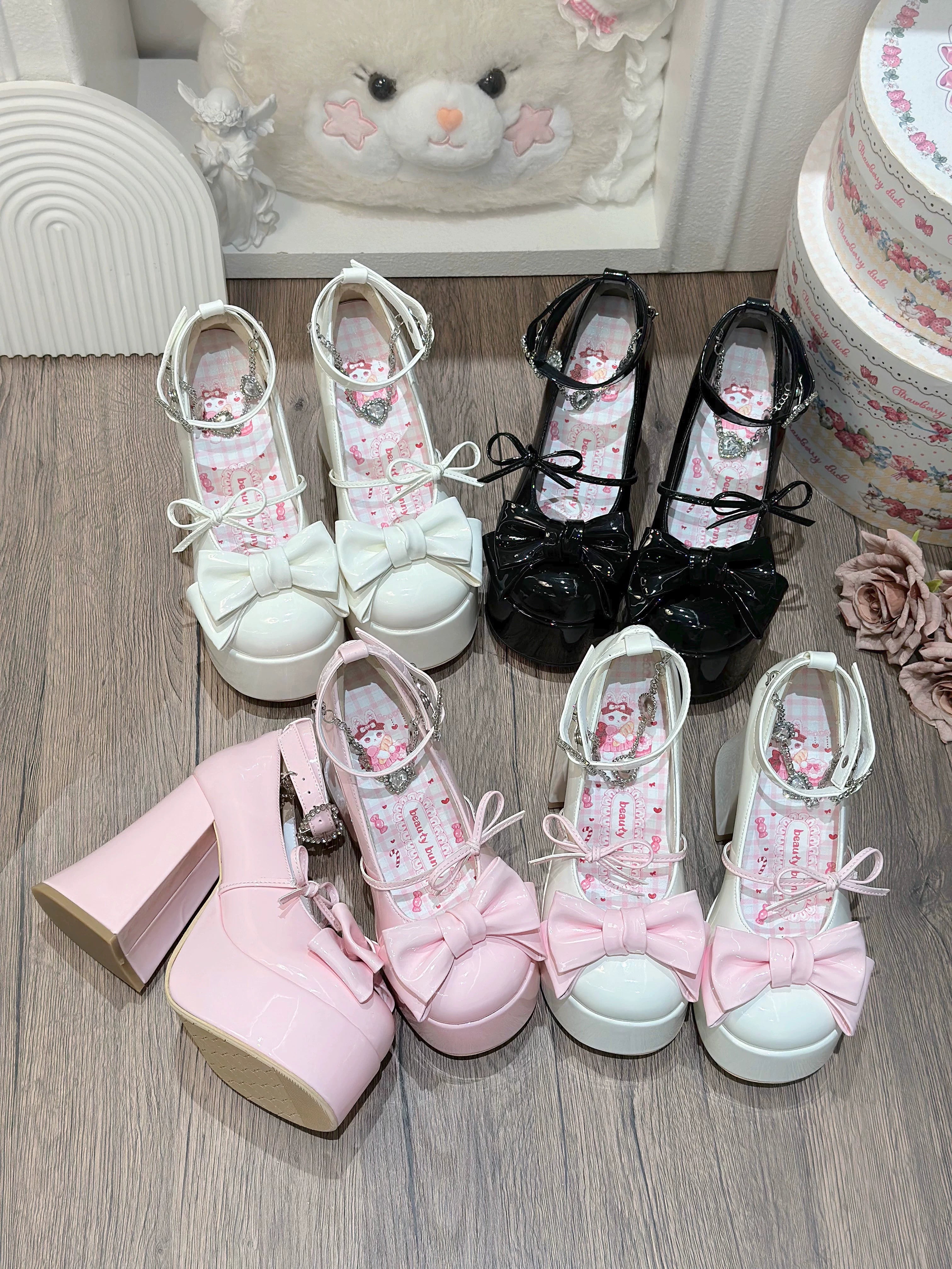 Princess Dudu - Sweet Lolita Heels Shoes, Rhinestone Chain