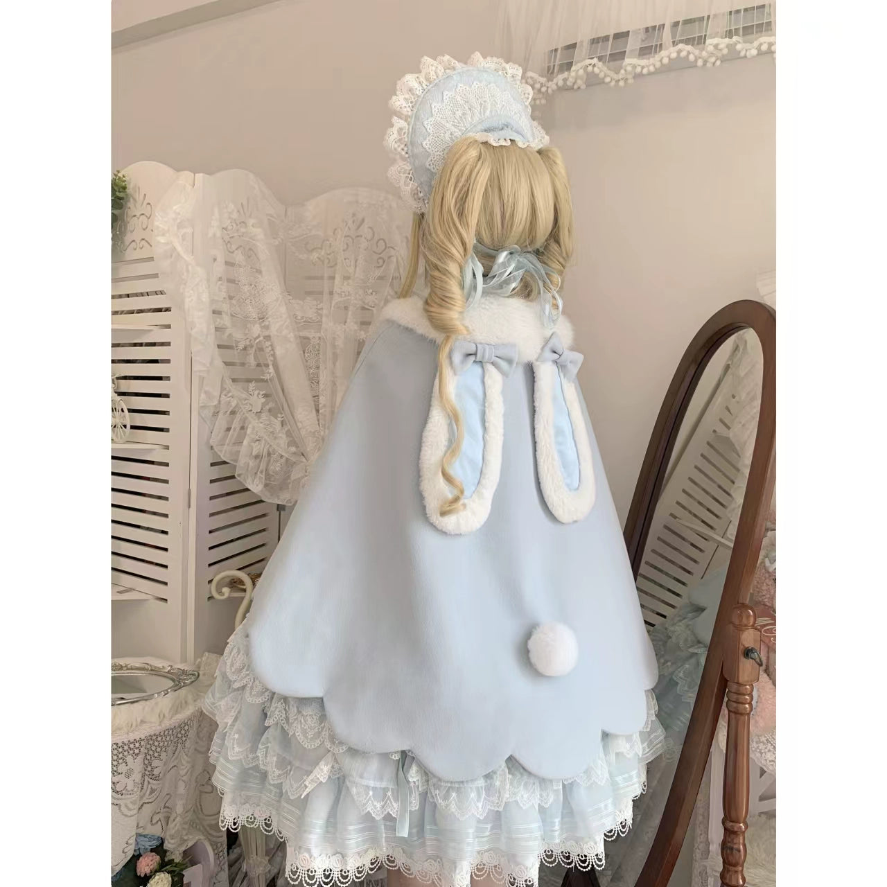 Jiuniangtutao - Sweet Wine Bunny - Scalloped Sweet Lolita Cape, Bunny Ears 44358:805311