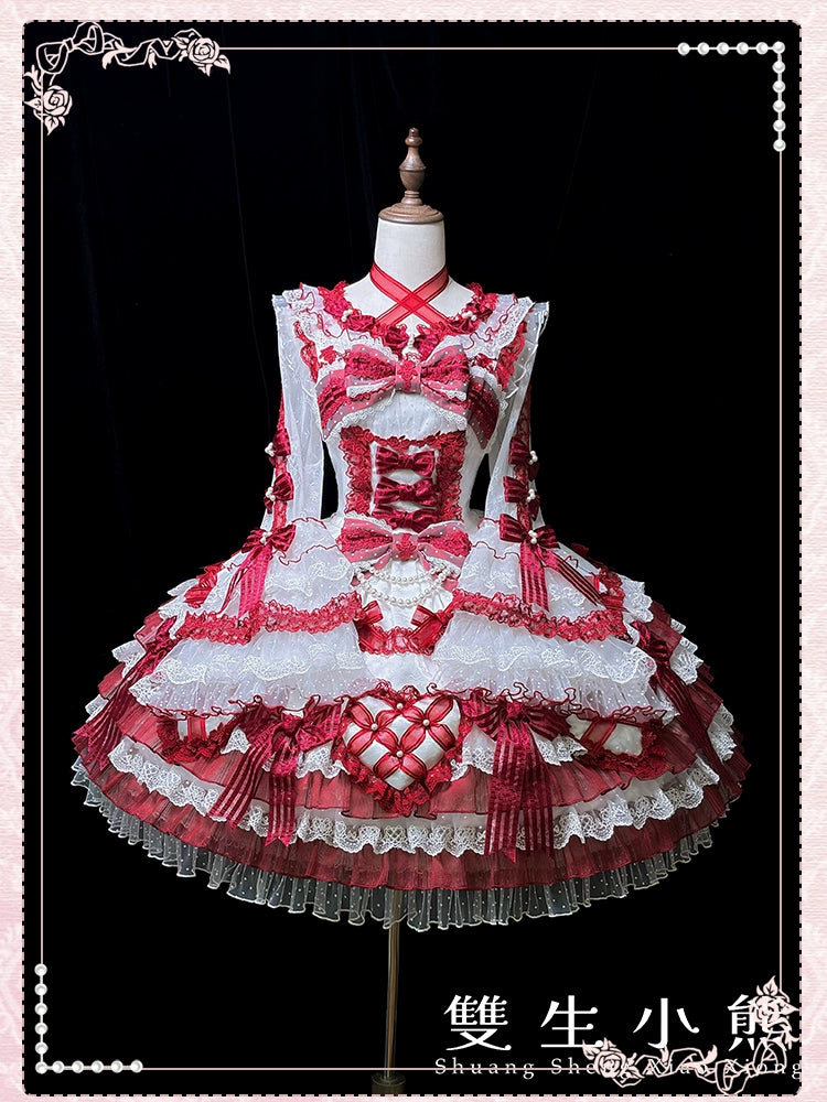 Shuang Sheng Xiao Xiong - Heart of Love - Sweet Lolita Wedding JSK, Bow Details 44306:803186