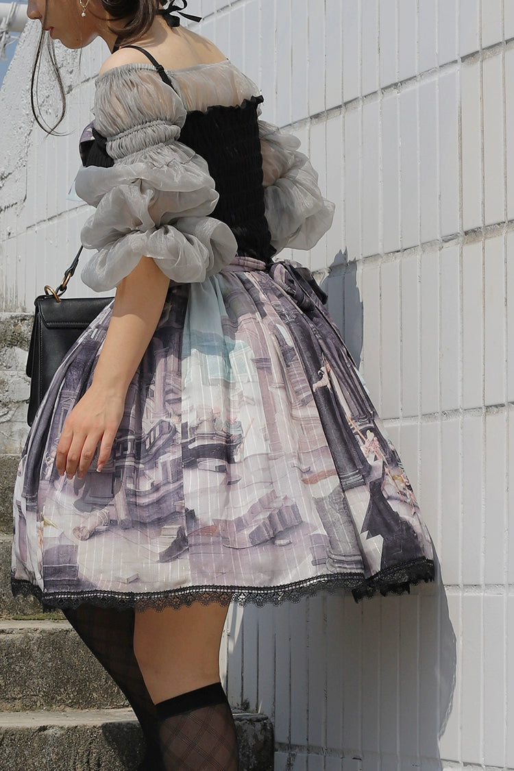 Balladeer~Classic Lolita Shirt Puff Sleeves Open Shoulder Blouse 36010:511738