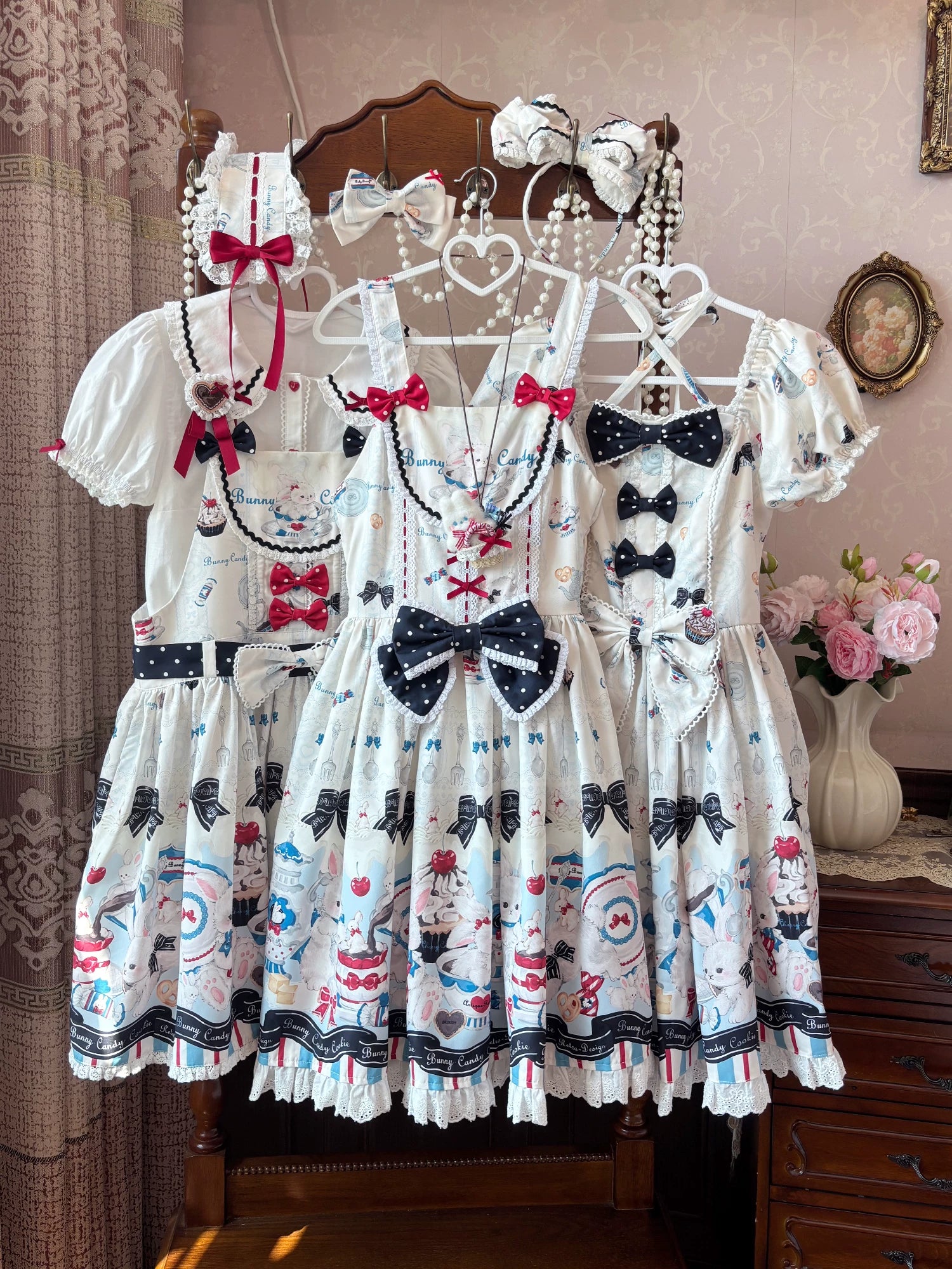 Myth Rabbit Tea Party - Sweet Lolita Dress Set, Bunny Print JSK 44460:809478