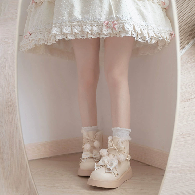 Beauty Bunny~Milk Bear~Winter Lolita Shoes Thick Sole Fleece Snow Boots   