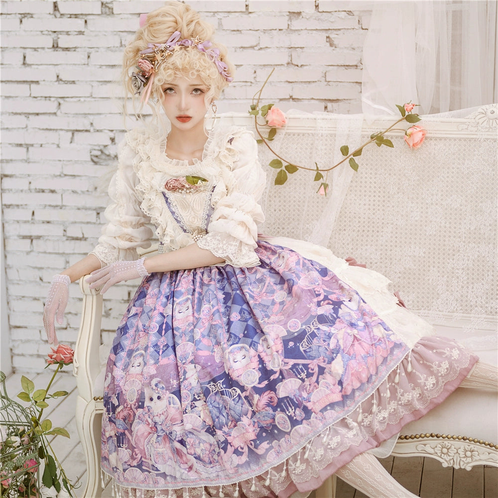 Miss Point~Elizabeth Meow~Classic Lolita Blouse Lotus Root Sleeve Lolita Shirt 40686:673584