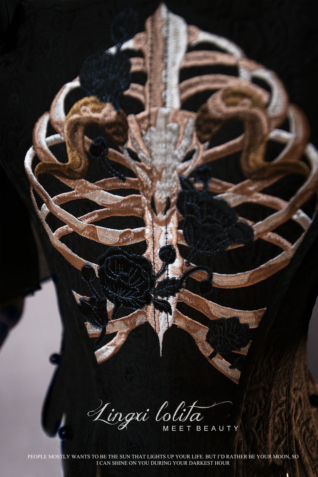 (BFM)Lingxi Lolita~Bone island Gothic Lolita Corset Goth Blouse Skirt Set   