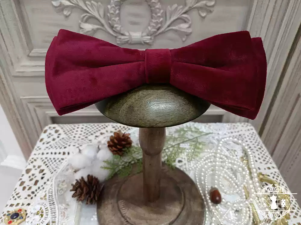 Miss point~Rose Silhouette~Lace Bow KC Lolita Accessories burgundy KC