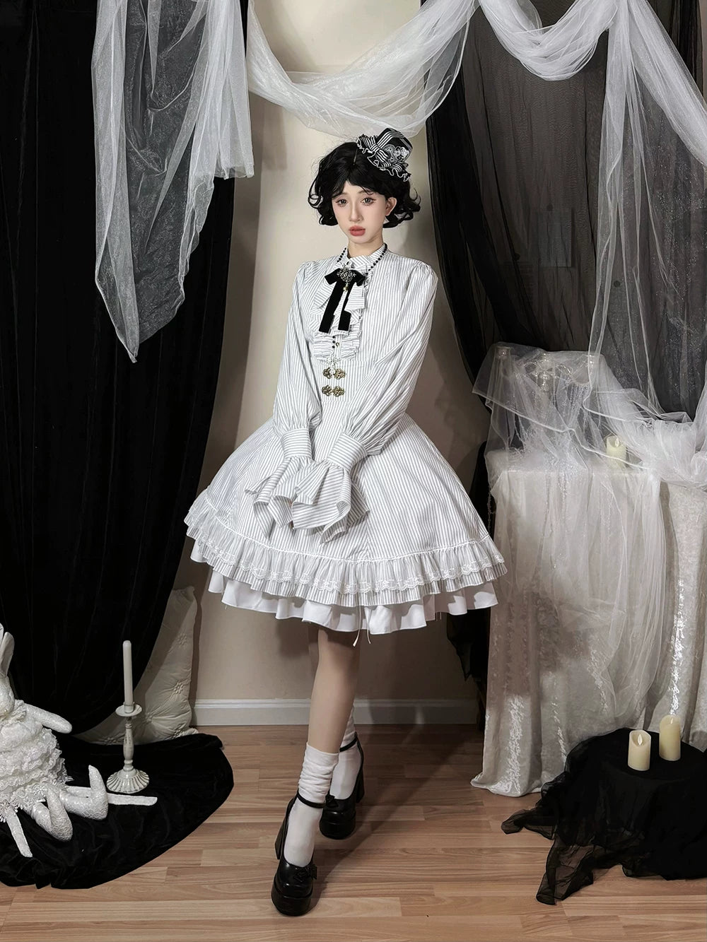 Perint Manor - Gothic Lolita Striped Dress, Tailor-made 44410:808320