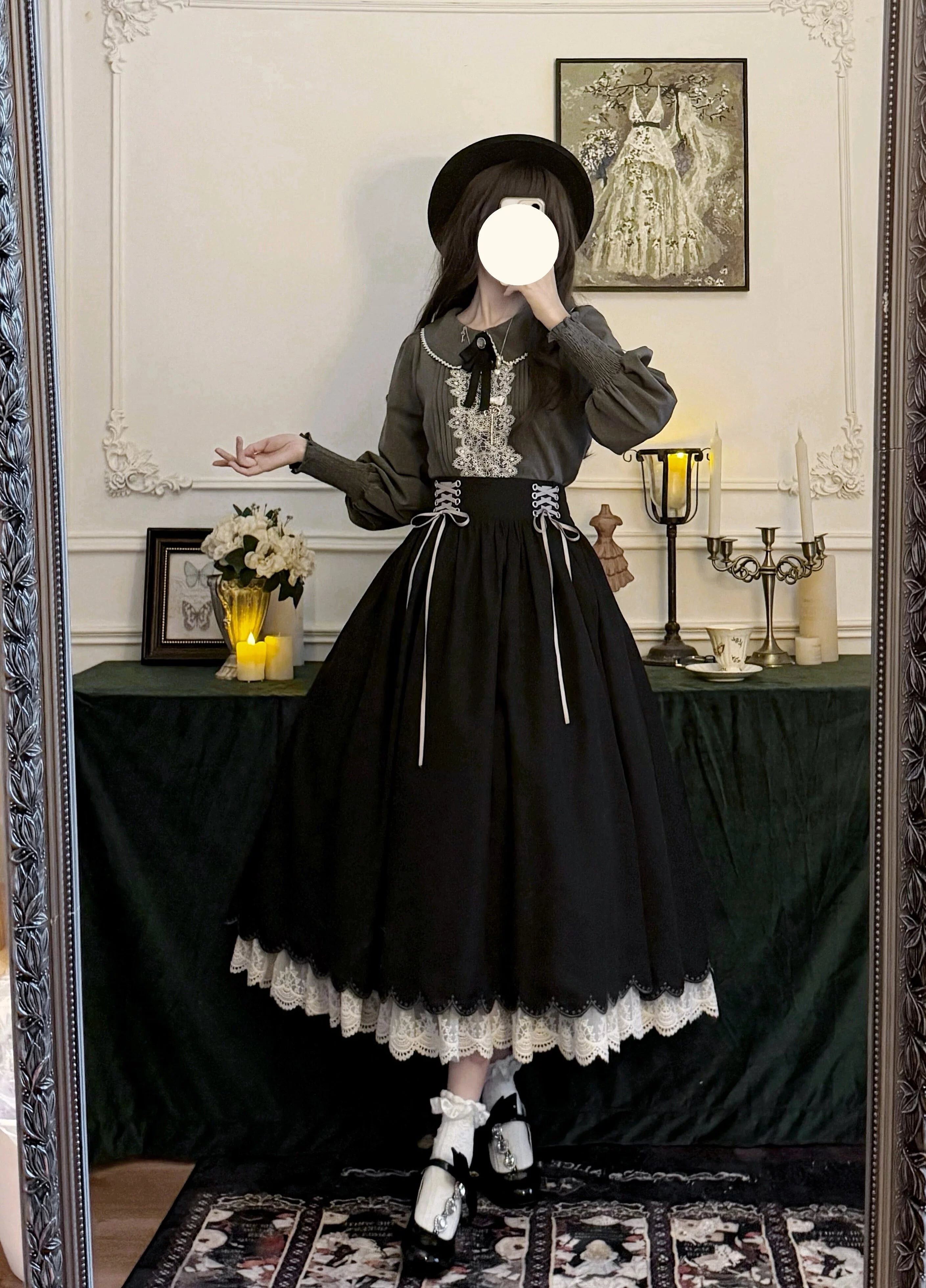 EESSILY - Countess's Autumn Travel - Vintage Lolita Shirt and Skirt 44247:800605