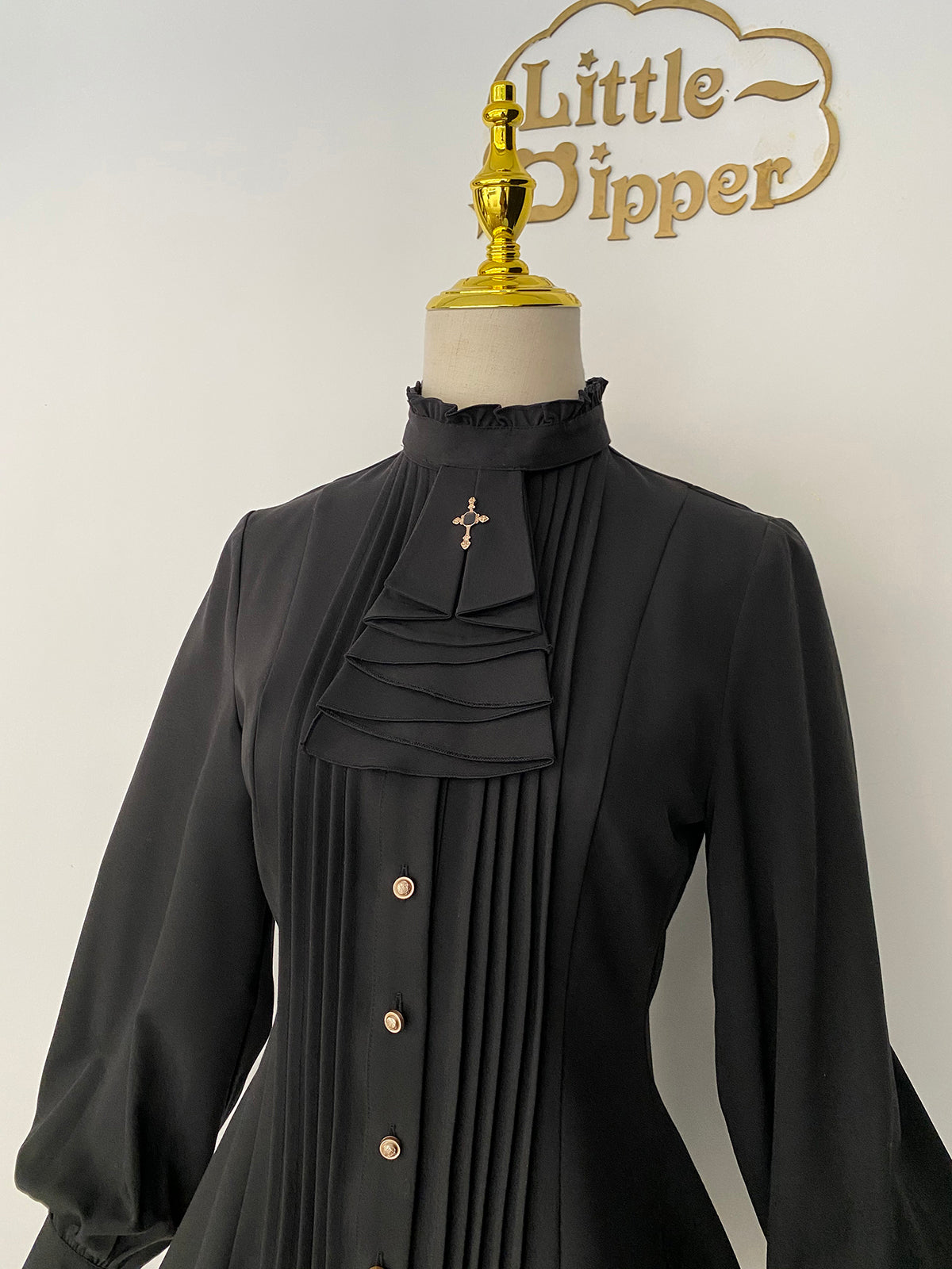 Little Dipper~Elegant Lolita Mutton Sleeve Stand Collar Blouse   