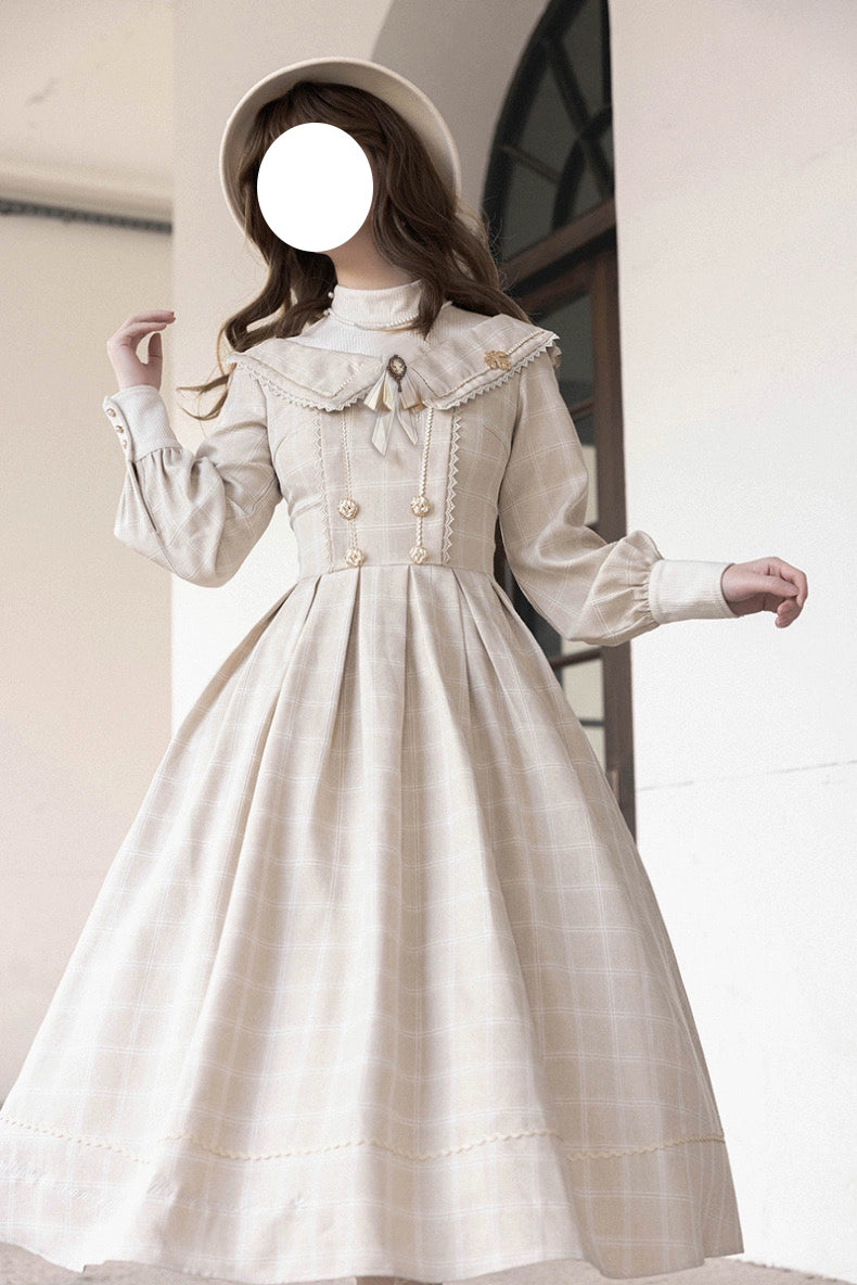 Chunhewusan~Fontainebleau~Classic Lolita OP Faux Open-Shoulder Winter Lolita Dress