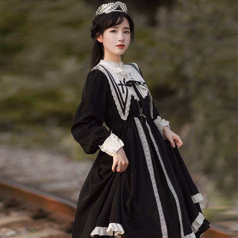 With PUJI - Confession - Nun Lolita OP Dress