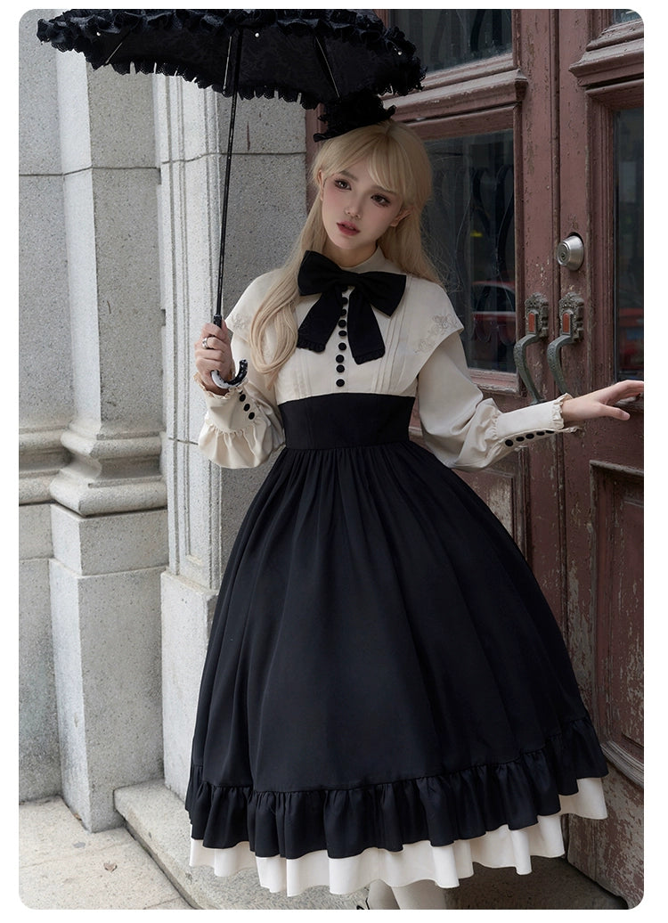 With PUJI~Christine~Elegant Lolita OP Dress Rose Embroidery Dress 34174:525474