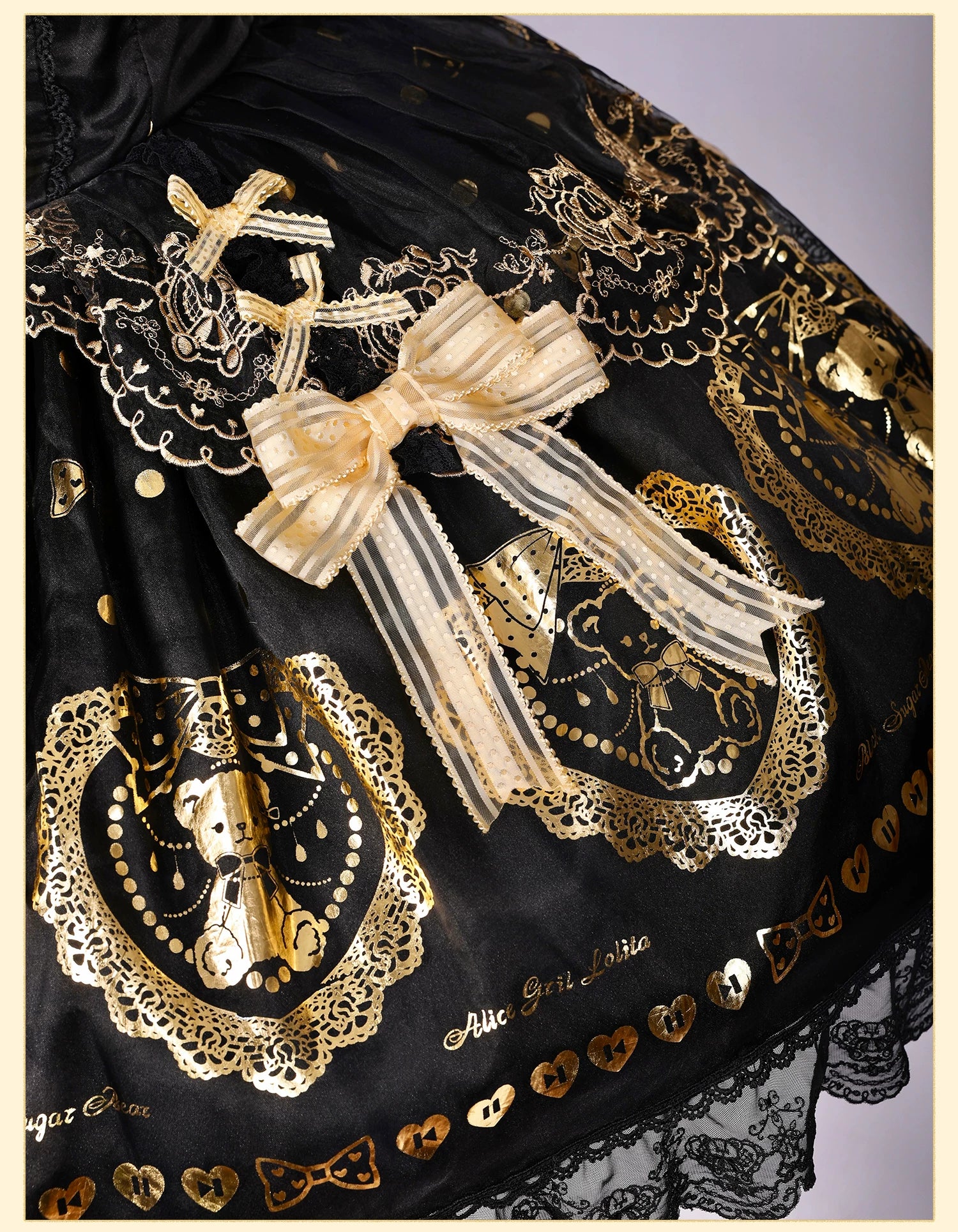 Brown Sugar Bear - Old School Lolita OP & Halter Dress, Bear Print 45249:842140