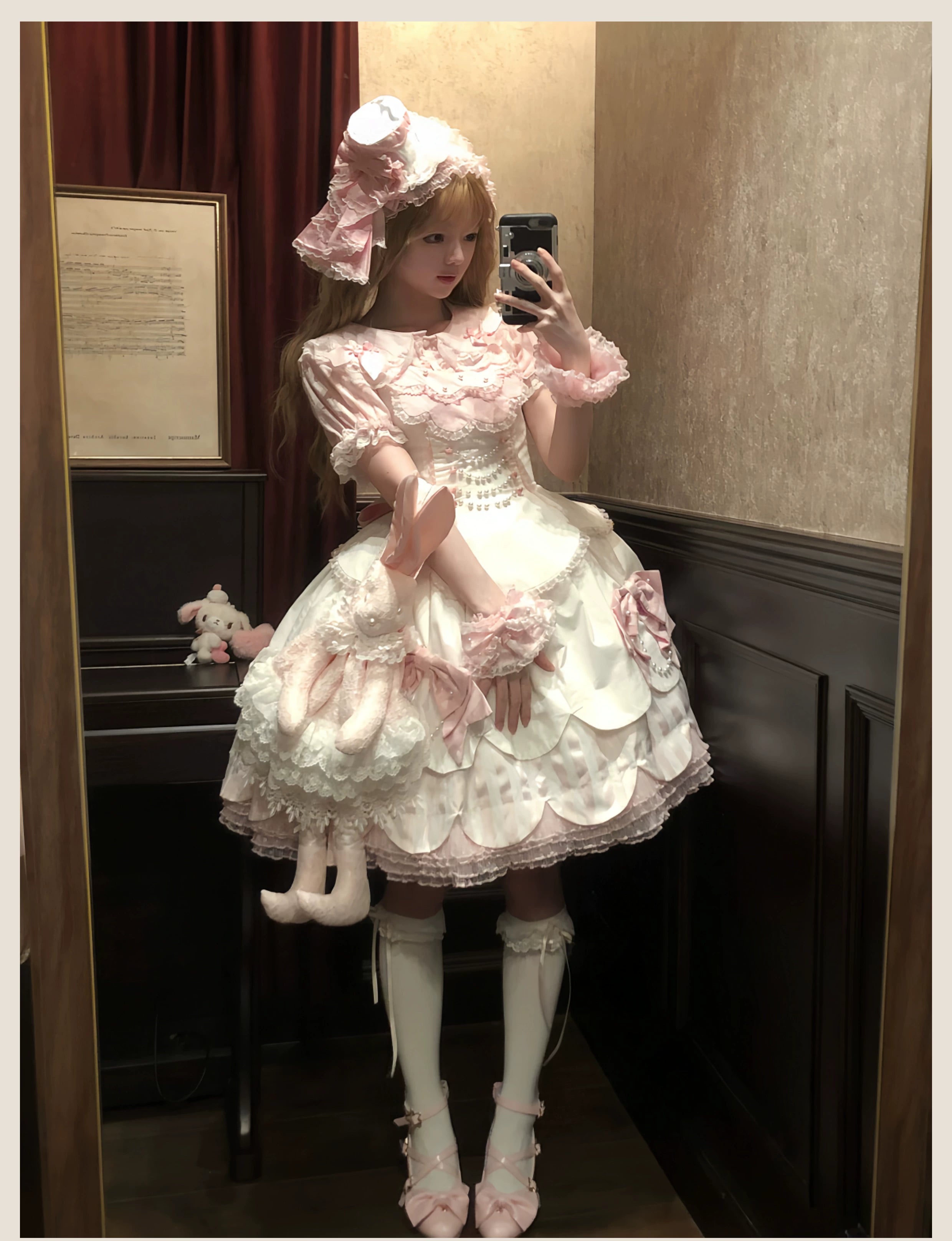 TaTaTa Lolita - Pearl Princess - Old School Lolita Jumper Dress Outfit, Petal Hem (L M S) 44056:793720