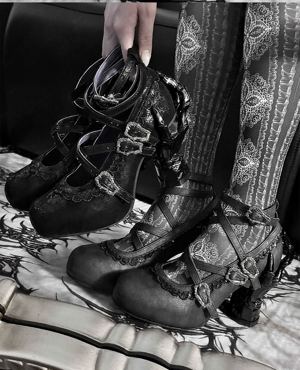 Tome of Holy Remains - Gothic Lolita Novelty Heel Shoes 45620:856296