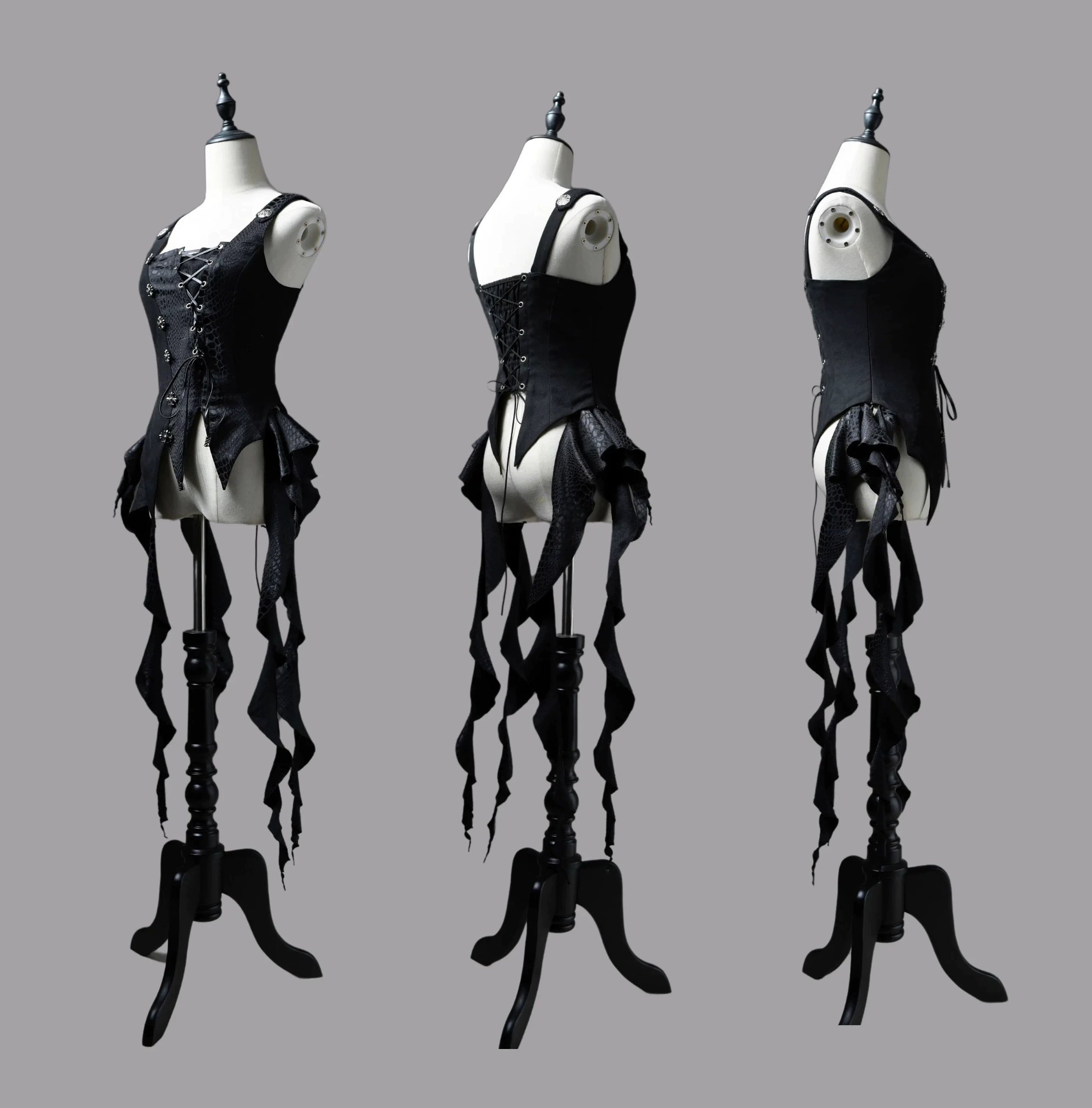 Wuyuzhe - Dragoon Knight 3.0 Version - Western Fantasy Style Lolita Irregular Skirt Set Lolita Vest S Black Strap Vest Only