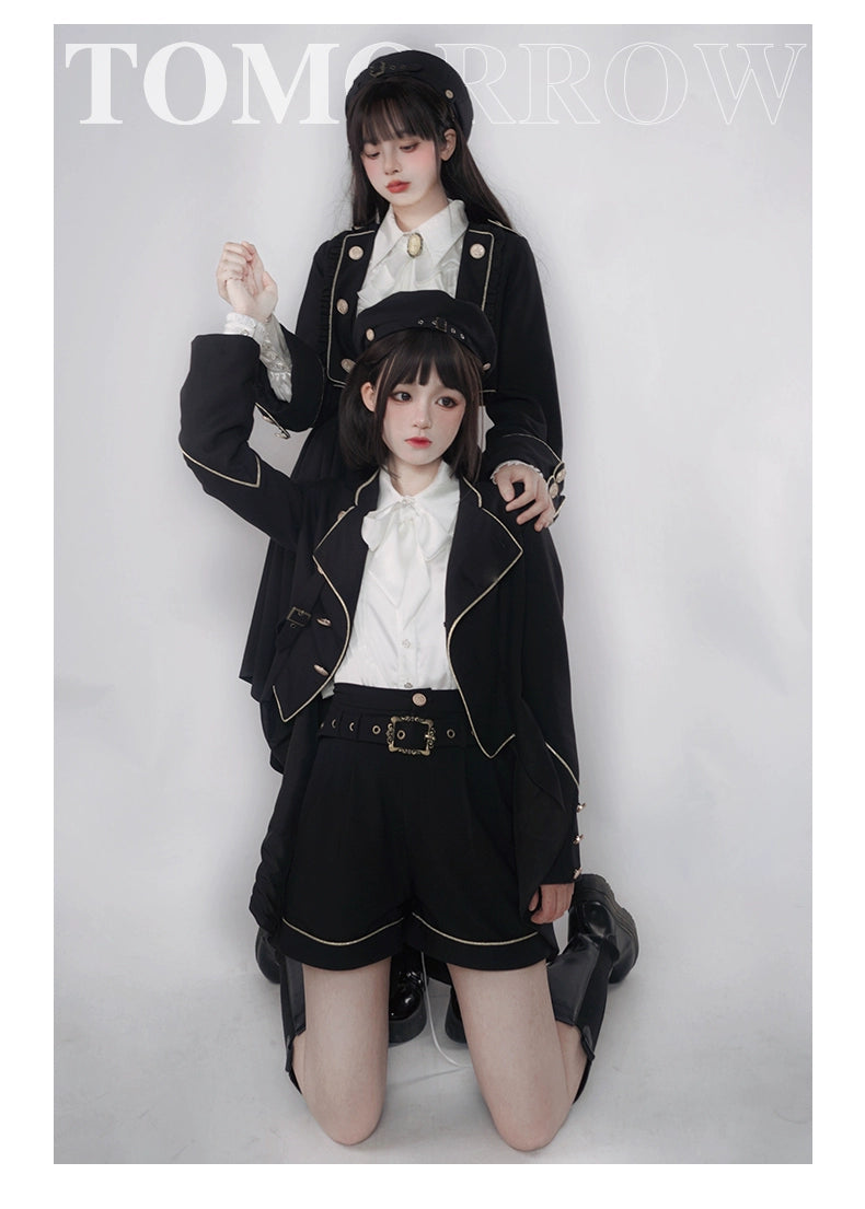 Urtto~Tomorrow's Pledge~Winter Lolita Dress Preppy style Black Suspender Skirt Set   