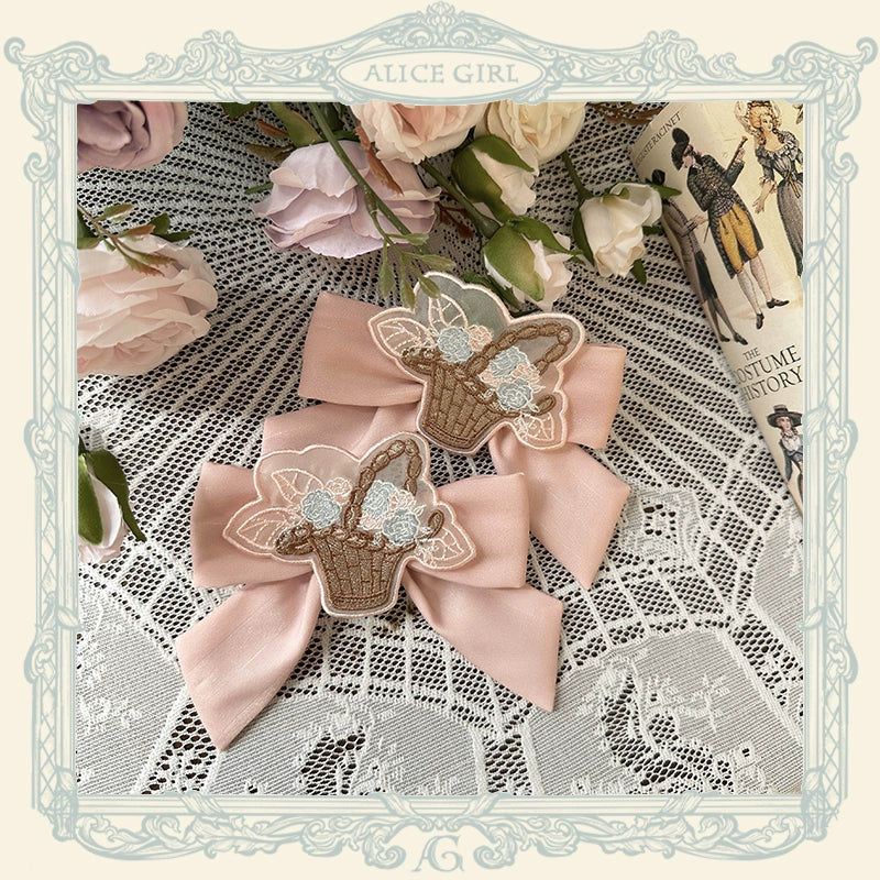 Alice girl~Night Rose~Elegant Lolita Bonnet Embroidered Side Clips a pair of pink side clips  