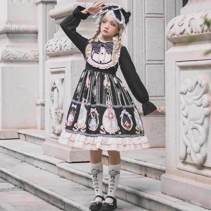 Niu Niu~Easter~Plus Size Lolita Dress Black Long Sleeve Vintage OP   