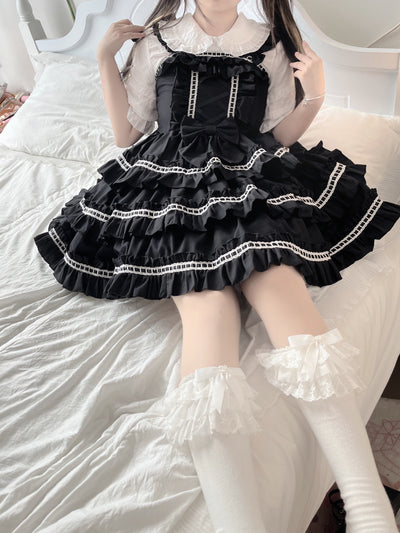 Sugar Girl~Sweet Lolita JSK Dress Summer Straps Dress Free size Black short JSK 