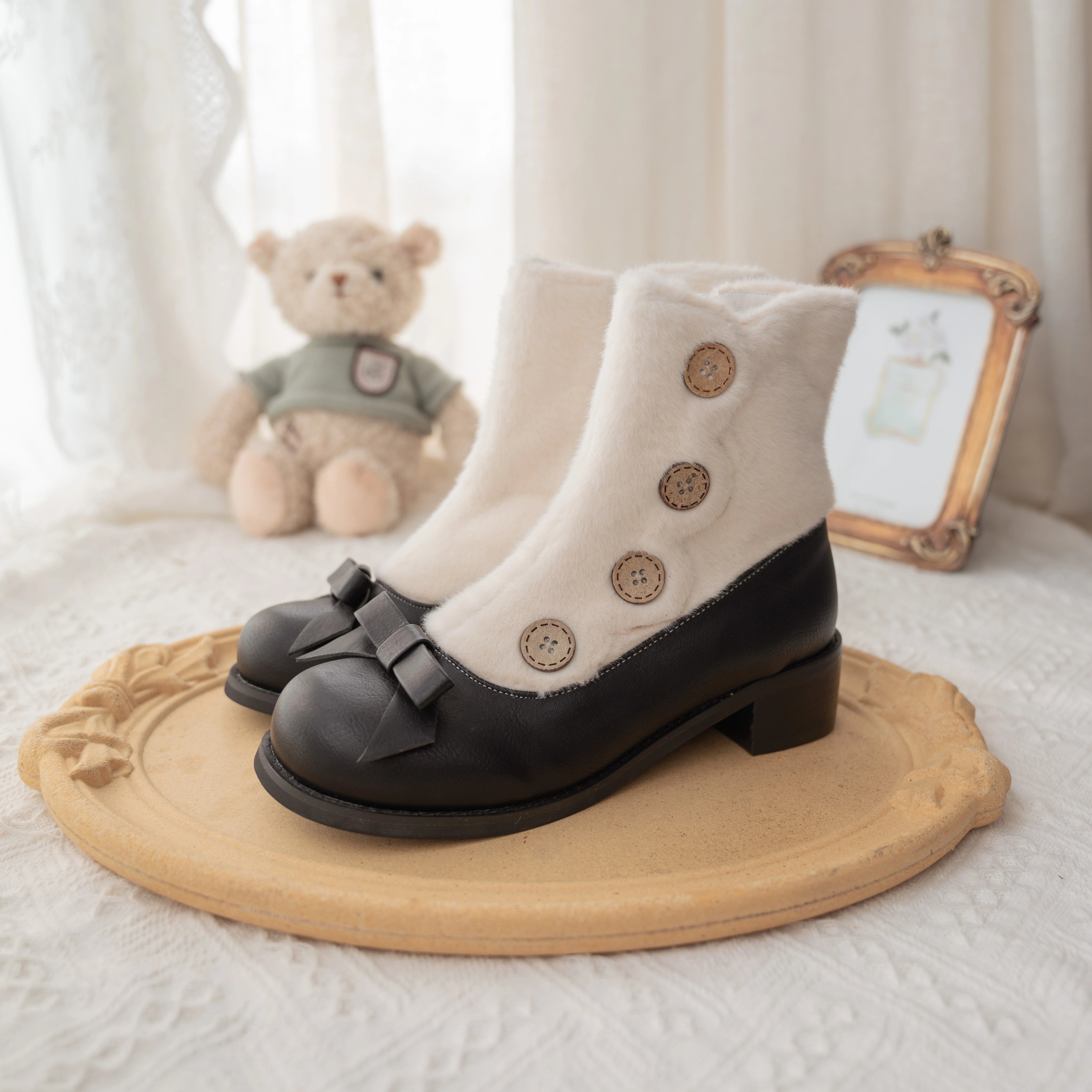 Dolly Doll~Winter Lolita Boots Fur Mary Jane Lolita Low Heel Shoes 32674:403314
