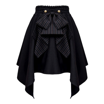 (BFM)Mr. Yi's Steam Continent~Gothic Lolita Skirt Black High-Waisted Leather Waistband Skirt   