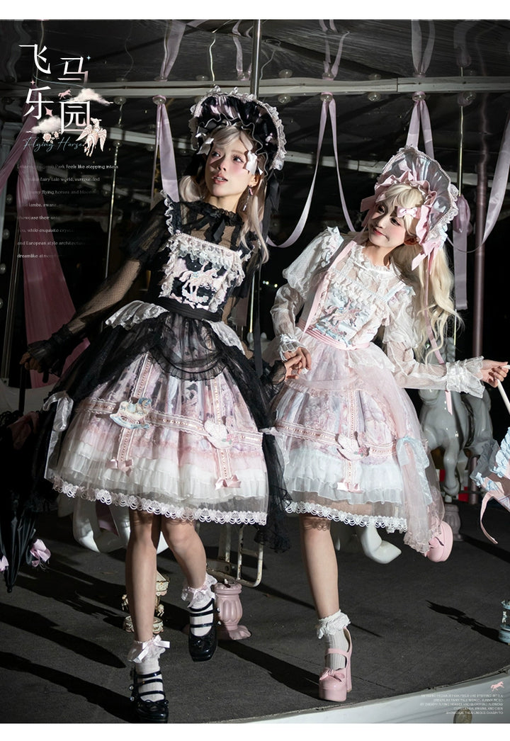 Urtto~Pegasus Park~Sweet Lolita JSK Dress Dual Color Princess Lolita Dress Set