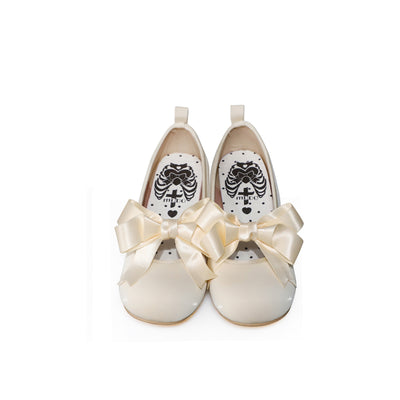 MODO~Beth~Kawaii Lolita Mary Jane Shoes Silk Round Toe 34 Low heel in beige 