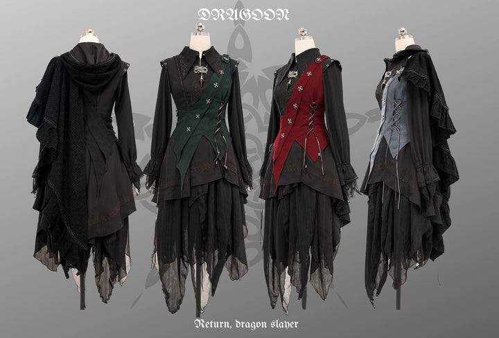 Wuyuzhe~Dragon Knight 2.0 Version~Western Fantasy Style Suit Gothic Shirt Vest Skirt   