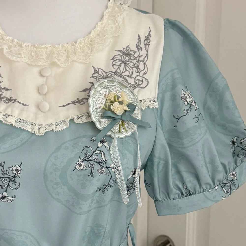 Small Porcelain Plate - Classic Lolita Plate Print OP, Embroidered Collar (L M S XL) 45786:862755