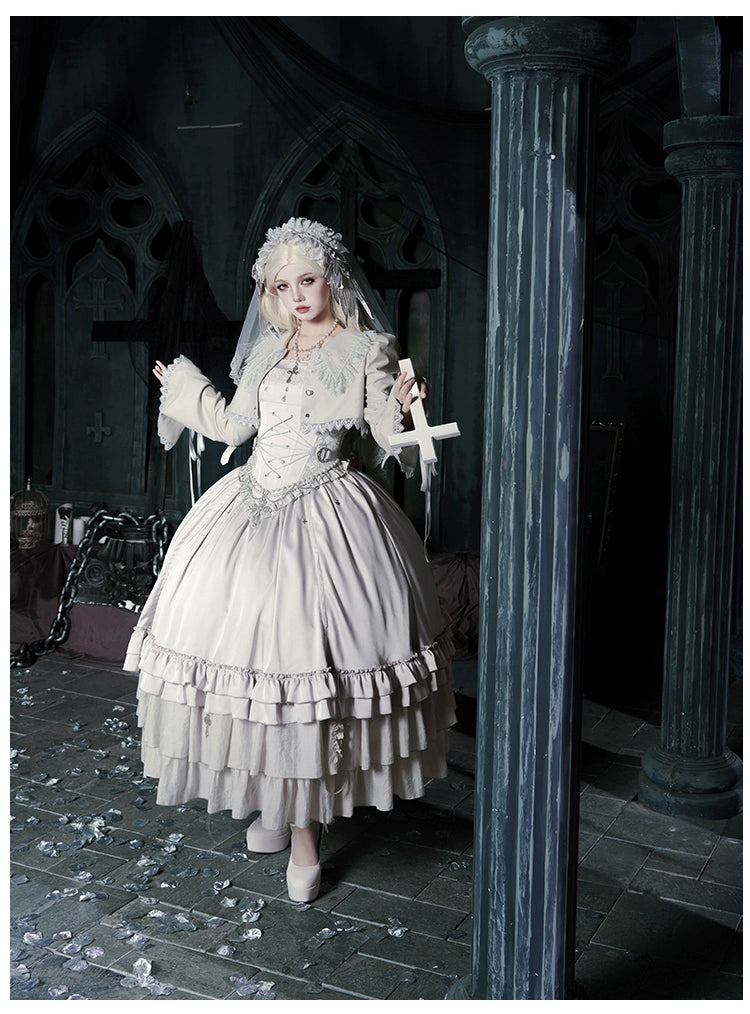 With PUJI - Letter and Poetry · Humanoid Robot - Silver Gothic Lolita Mermaid Skirt Set 43861:787649