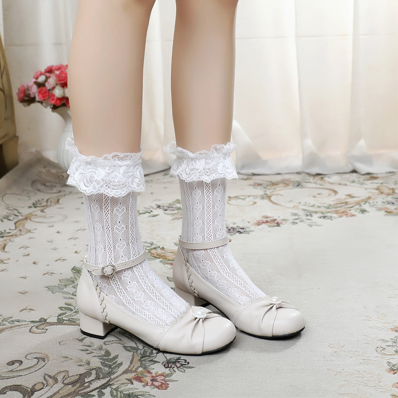 Sosic~Shell Dew~Sweet Lolita Bow Round Toe Shoes 12936:166548