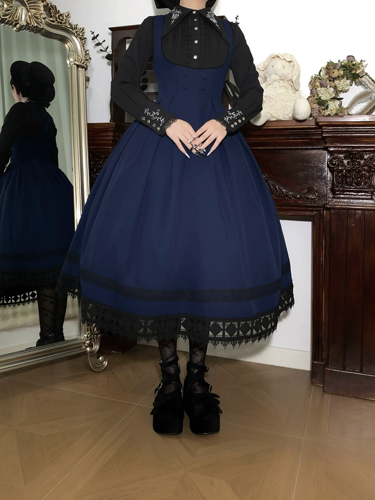 Serenade - Bust-Supporting Elegant Lolita JSK Dress, Three Length Styles 44419:807373