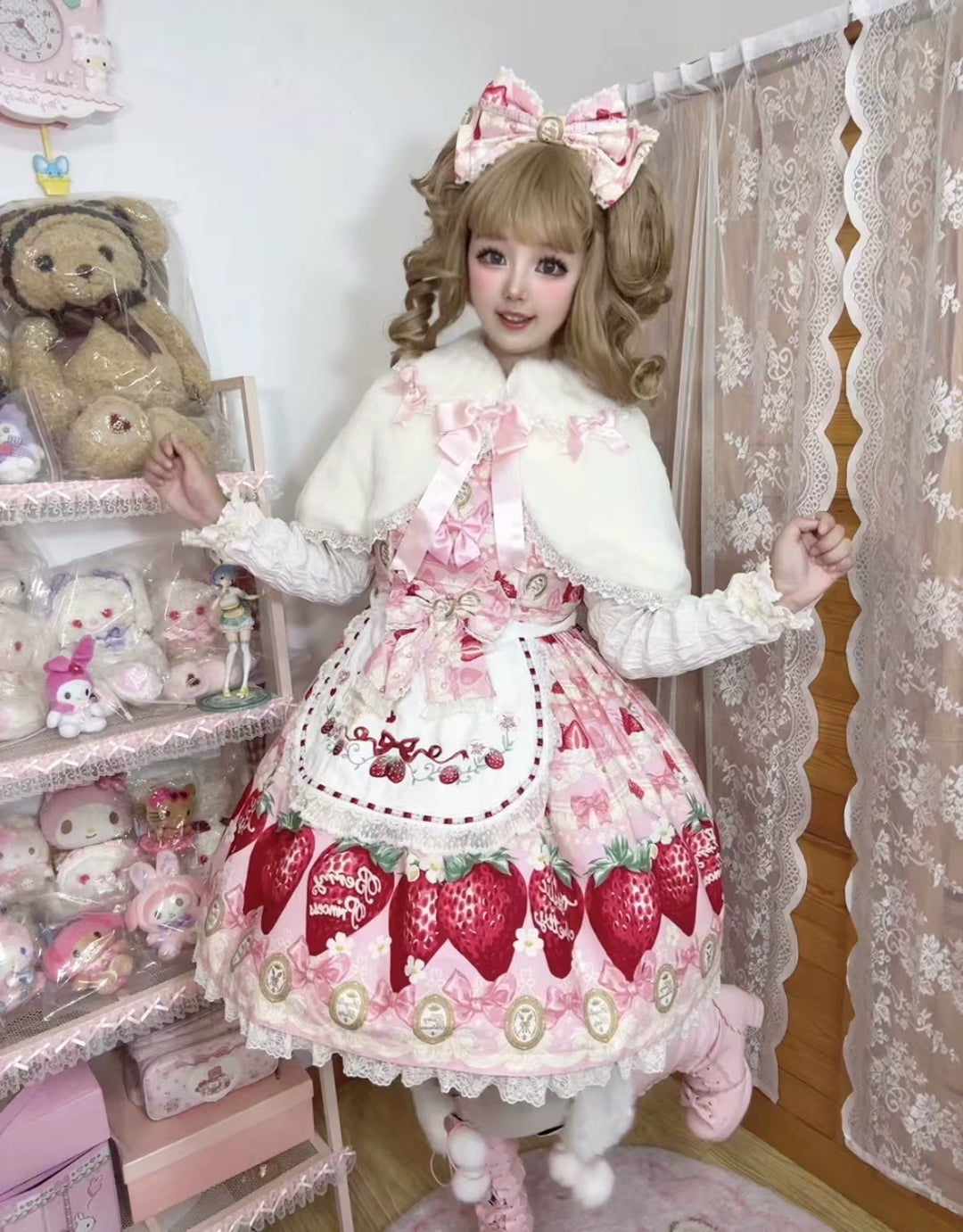 The Seventh Doll~Old School Lolita Cape Bunny Plush Short Coat 40174:654692