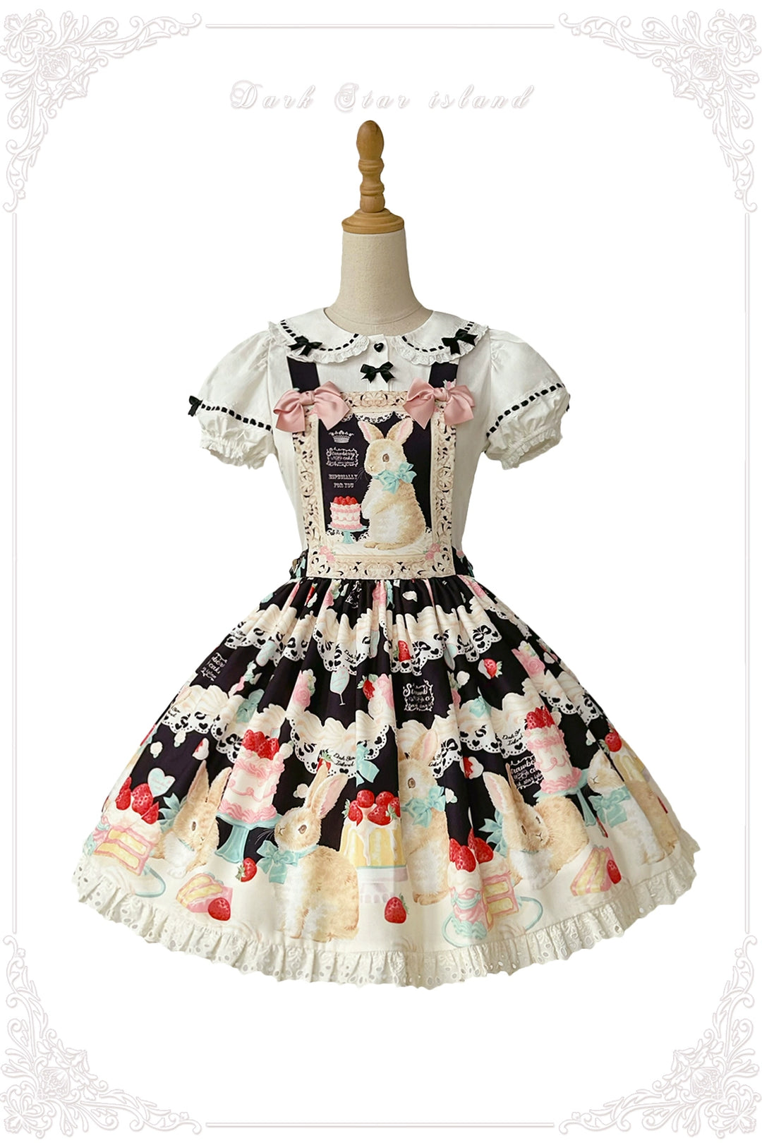 Dark Star Island~Honey Bunny Cake~Sweet Lolita JSK/OP/Strap SK/Shirt S Black suspenders SK 