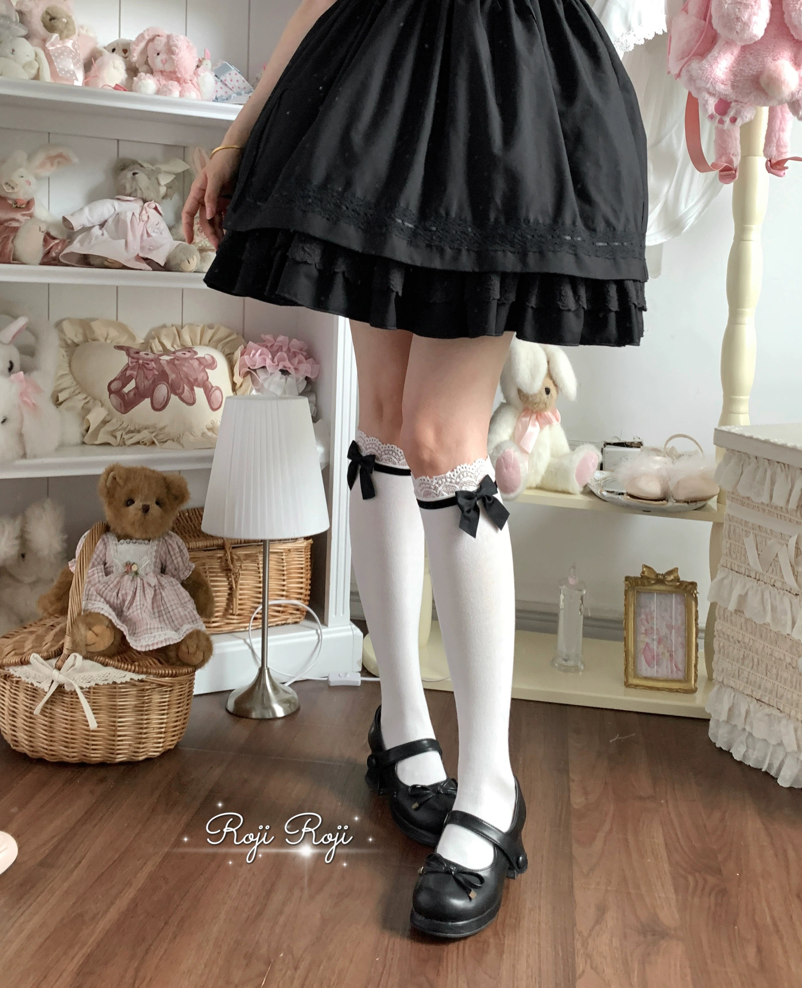 Roji Roji - Sweet Lolita Socks With Lace & Bow Details 43796:785442