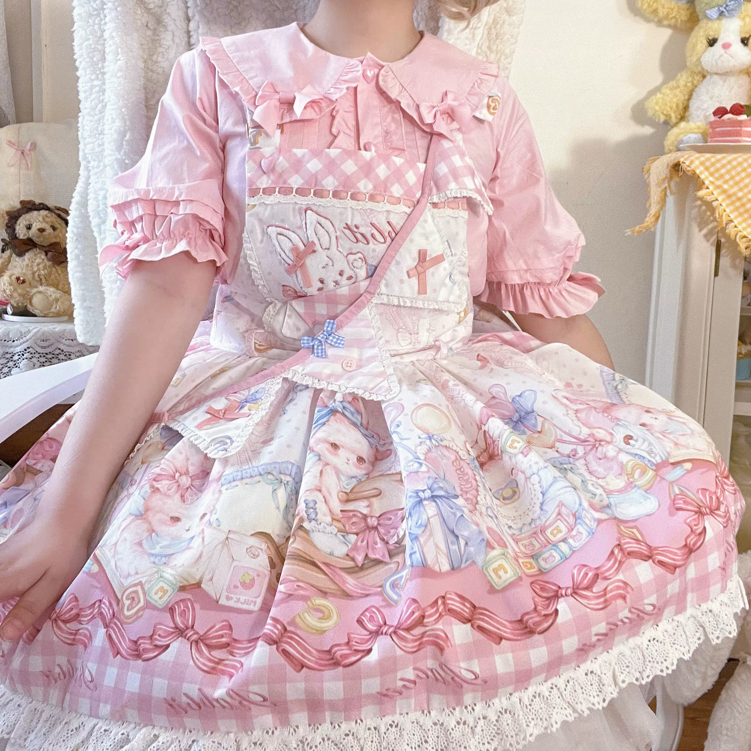 Cute Rabbit - Sweet Lolita Short Sleeve Shirt, Bunny Ears