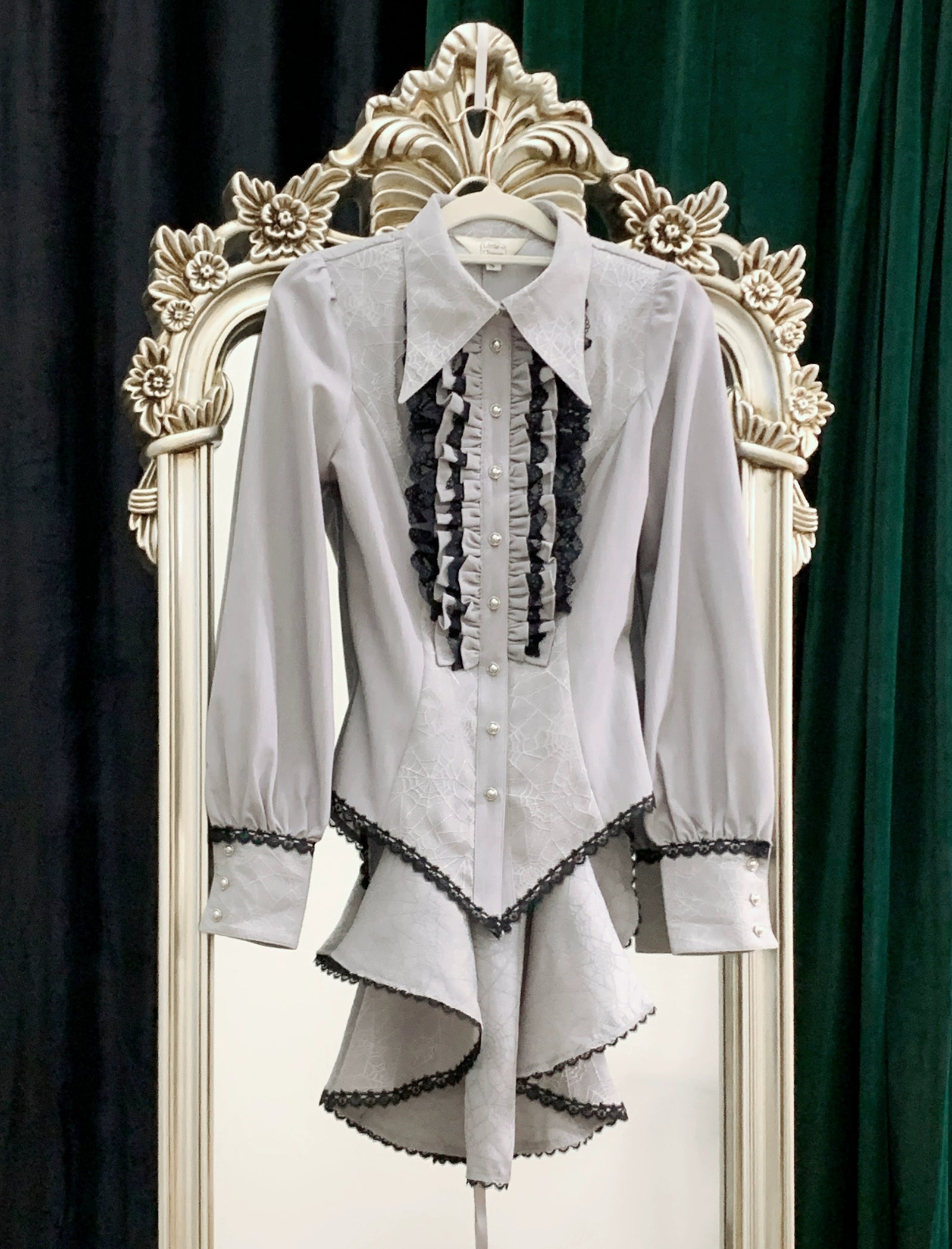 Little Dipper - Cold Rice - Ouji Lolita Shirt With Spiderweb Pattern in Several Versions 42876:756253