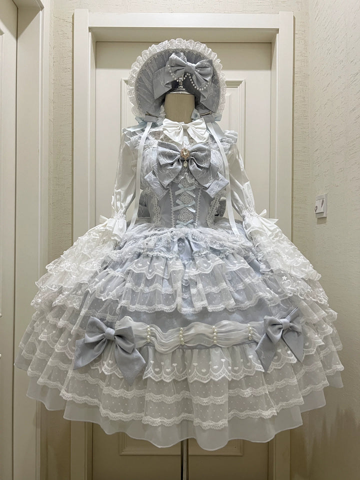 Sugar Girl~Dream Prelude~Princess Lolita JSK Suit Sweet Lolita BNT and Blouse Blue JSK only S