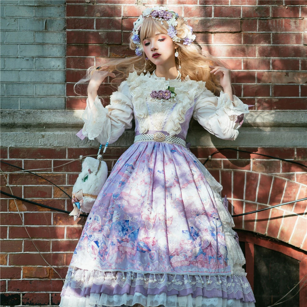 Miss Point~Elizabeth Meow~Classic Lolita Blouse Lotus Root Sleeve Lolita Shirt 40686:673574