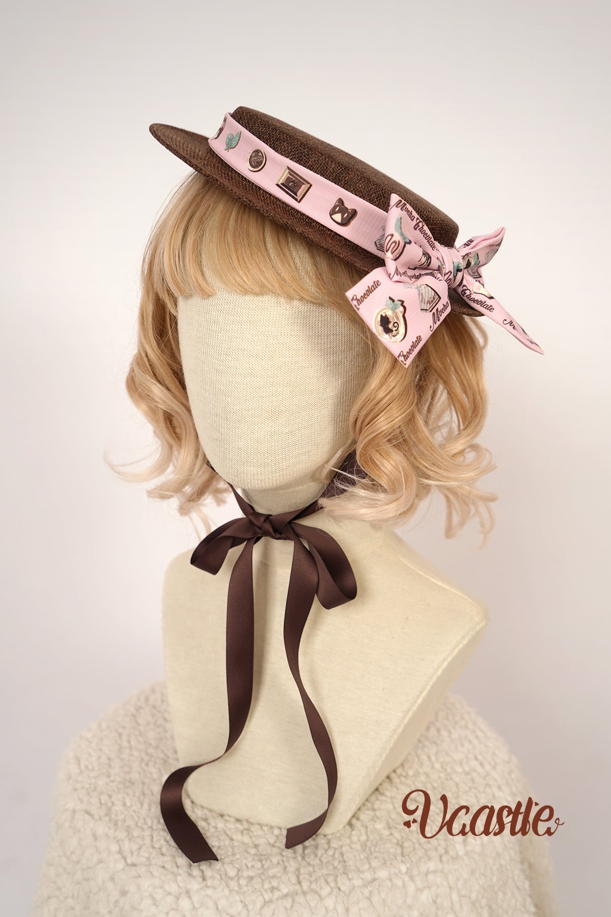 Vcastle~Mocha Chocolate~Kawaii Lolita Accessory Multicolors pink flat cap  