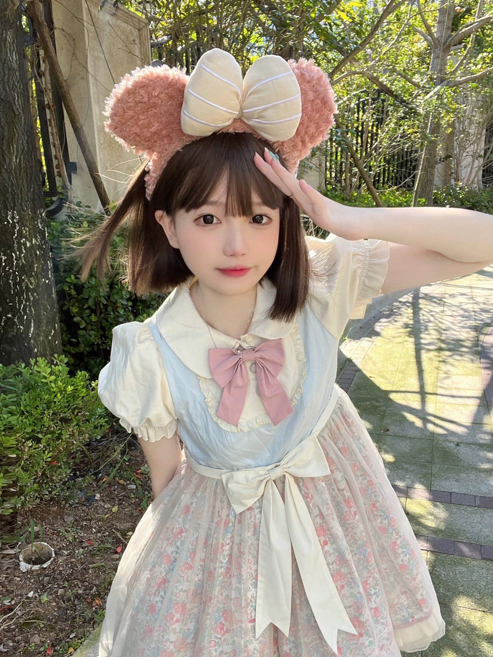 Cute Girl~Cotton Lolita OP Dress Classic Lolita Dress Short Sleeve   
